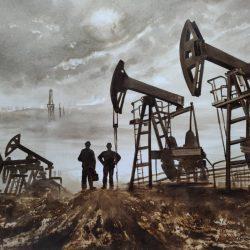 Картина нефтью "На нефтяном промысле"