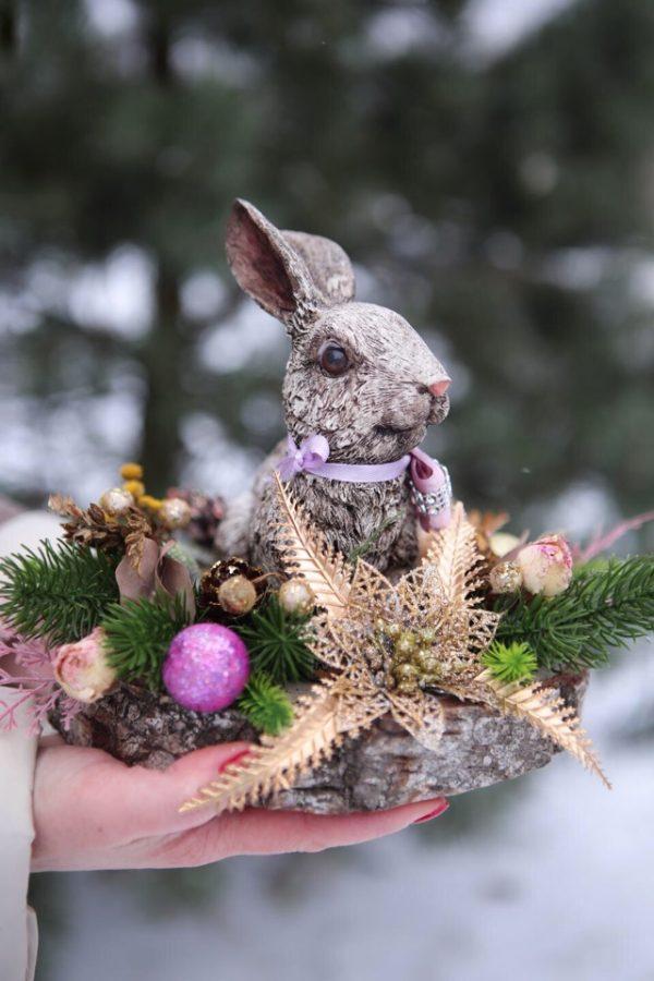 Новогодняя композиция с кроликом