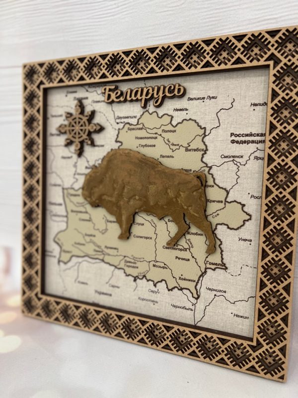 Панно "Зубр"на карте Беларуси