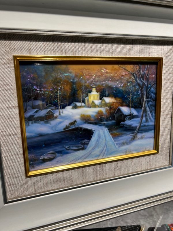 Картина на перламутре "Зимний пезаж"
