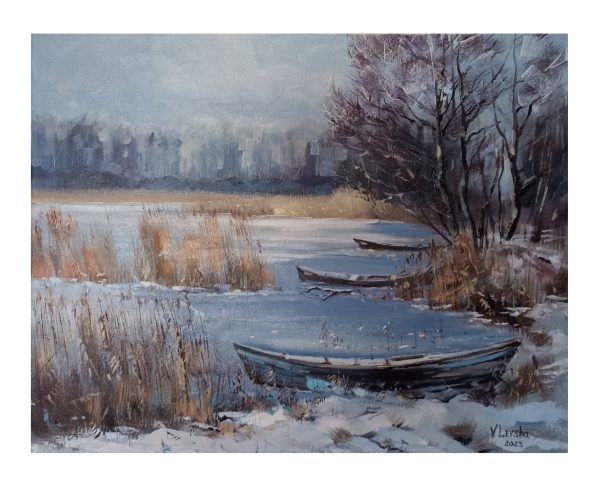 Картина "Зима. Лодки"