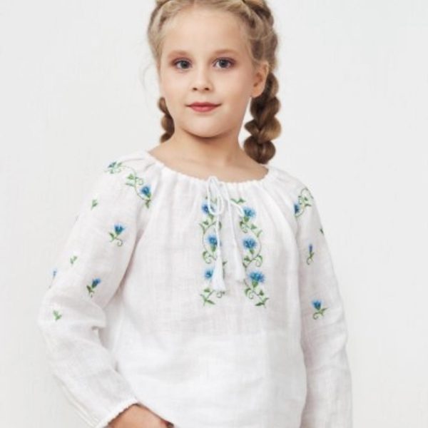 Блуза льняная для девочки Васильки