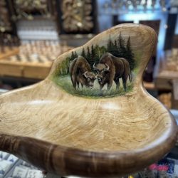 Панно Зубры (на деревянном спиле)